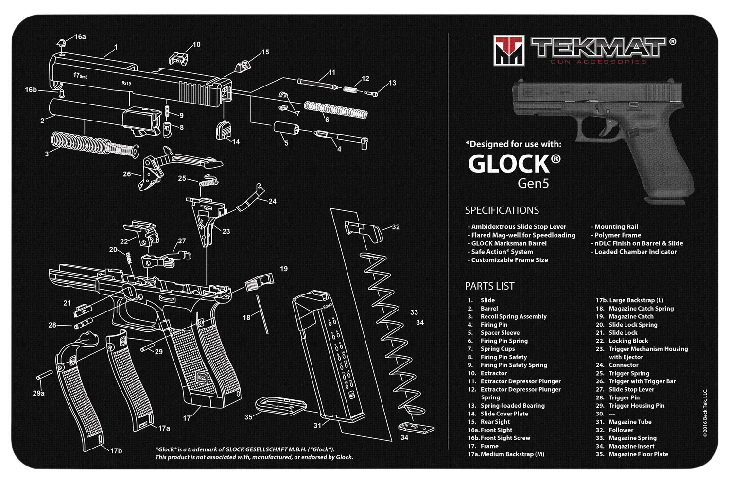 TekMat Pistol Mat For Glock Ge…