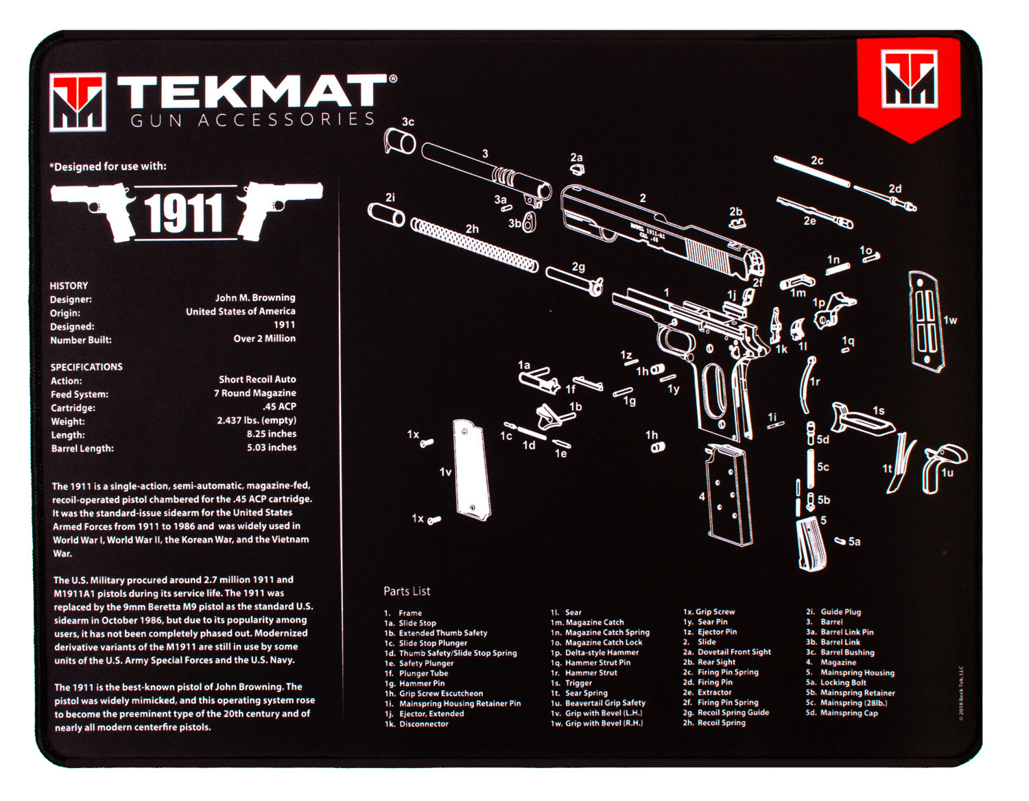 TekMat Pistol Mat For Colt 191…