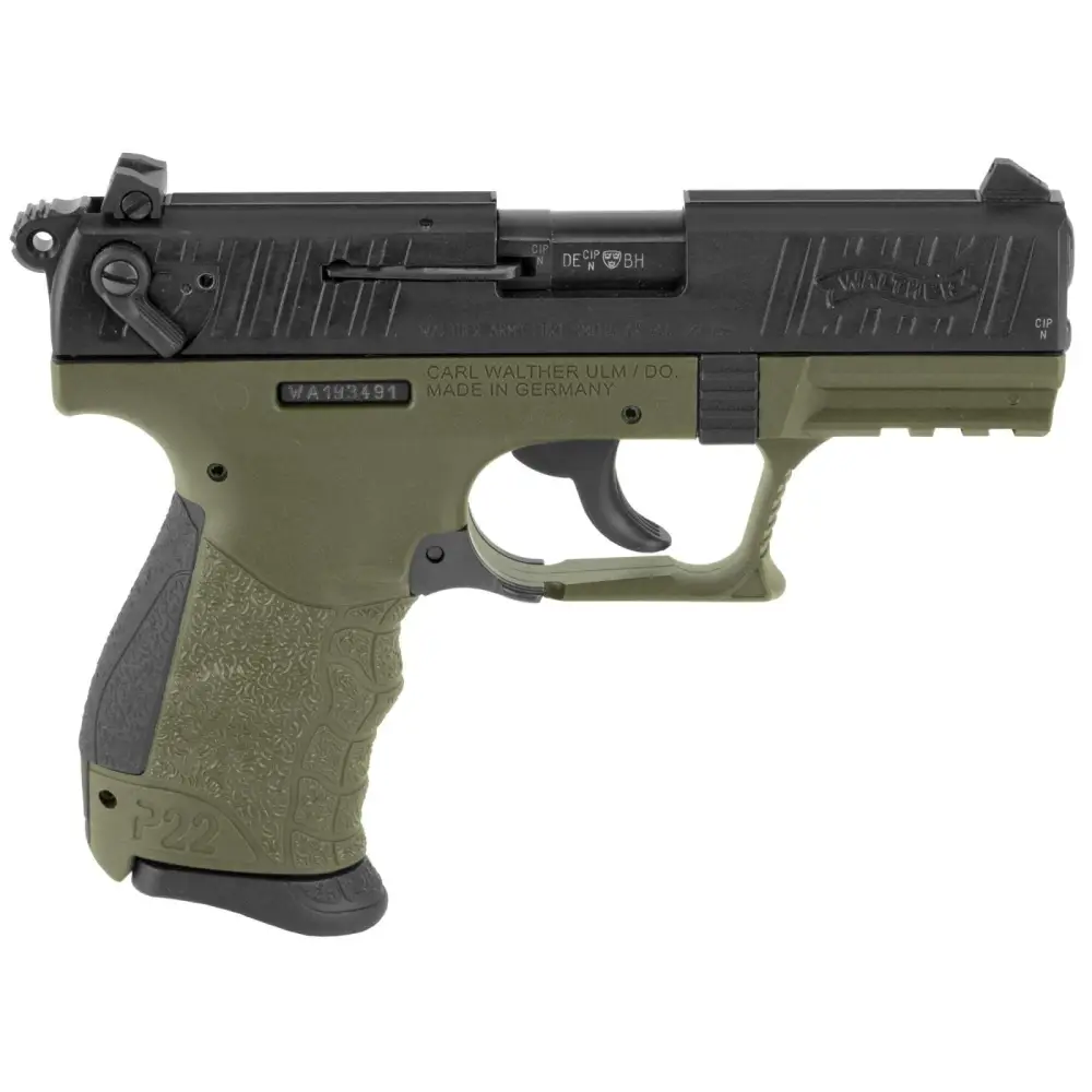 Walther P22Q .22 LR 3.42" 10 Rd Black/OD Green